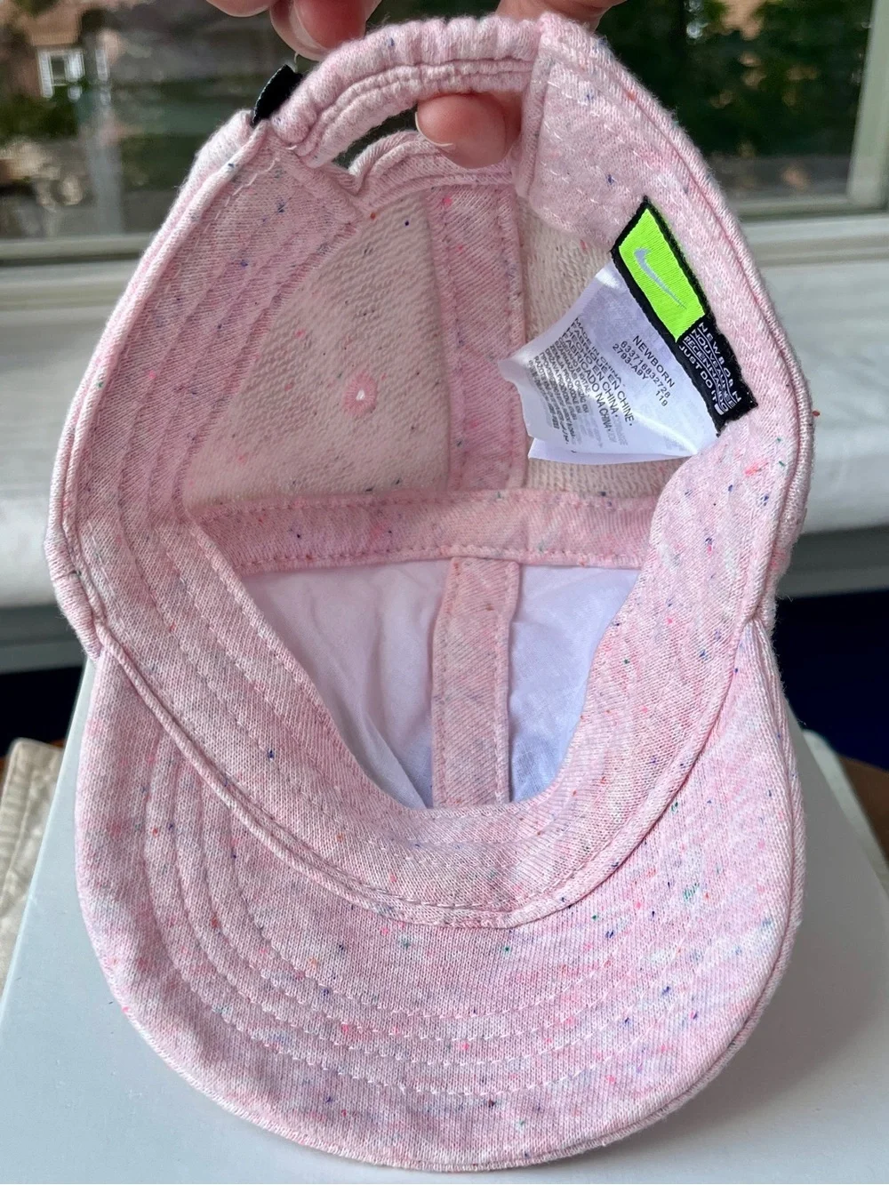Nike Baby French Terry Knit Cotton Cap in “Speckled Pink Foam”